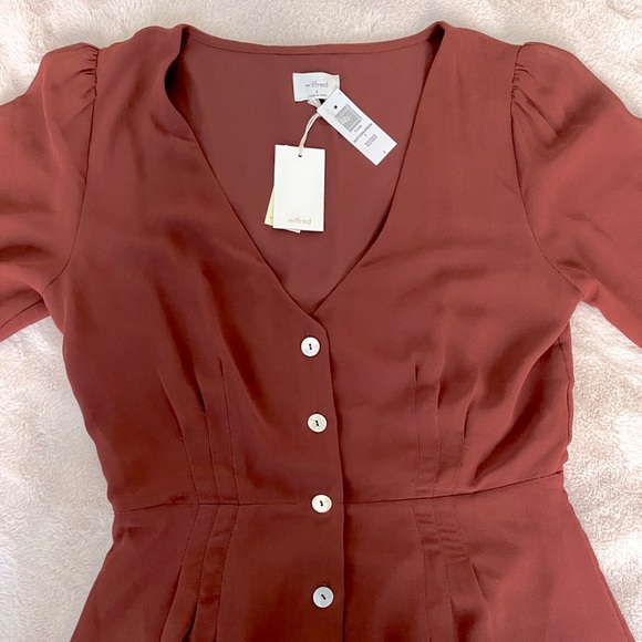NWT RARE Aritzia Wilfred Button-Front Dress Rustique Size 8 - Picture 10 of 12